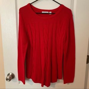 Kim Rogers red chunky knit sweater